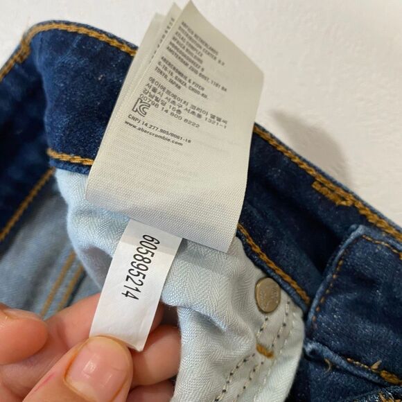 Abercrombie & Fitch Distressed Skinny Jeans Women’s W25 L29 Dark Wash Ripped Kne - Picture 8 of 9